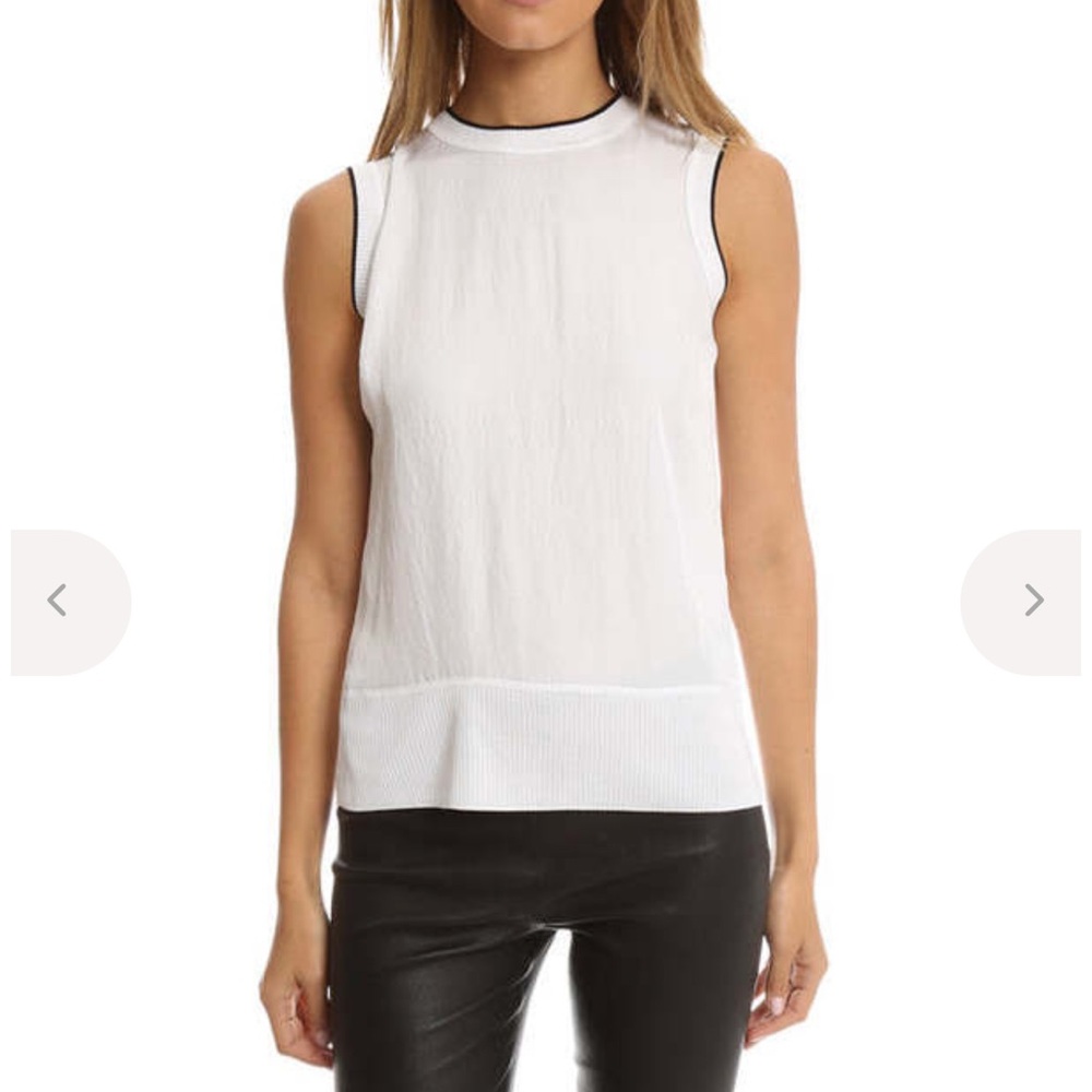 rag & bone White Sleeveless Knit Tank with Black Trim Abby tank